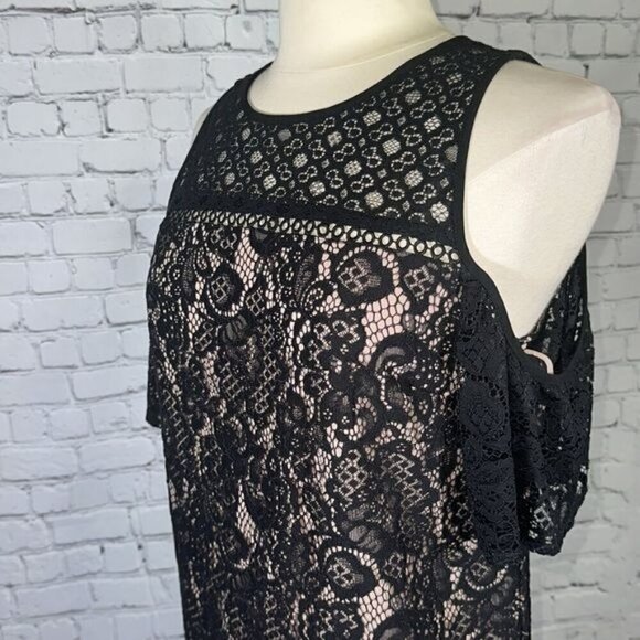 Loft Boudoir Lace Cold Shoulder Black Nude Dress size 4 NEW NWT - Picture 11 of 16